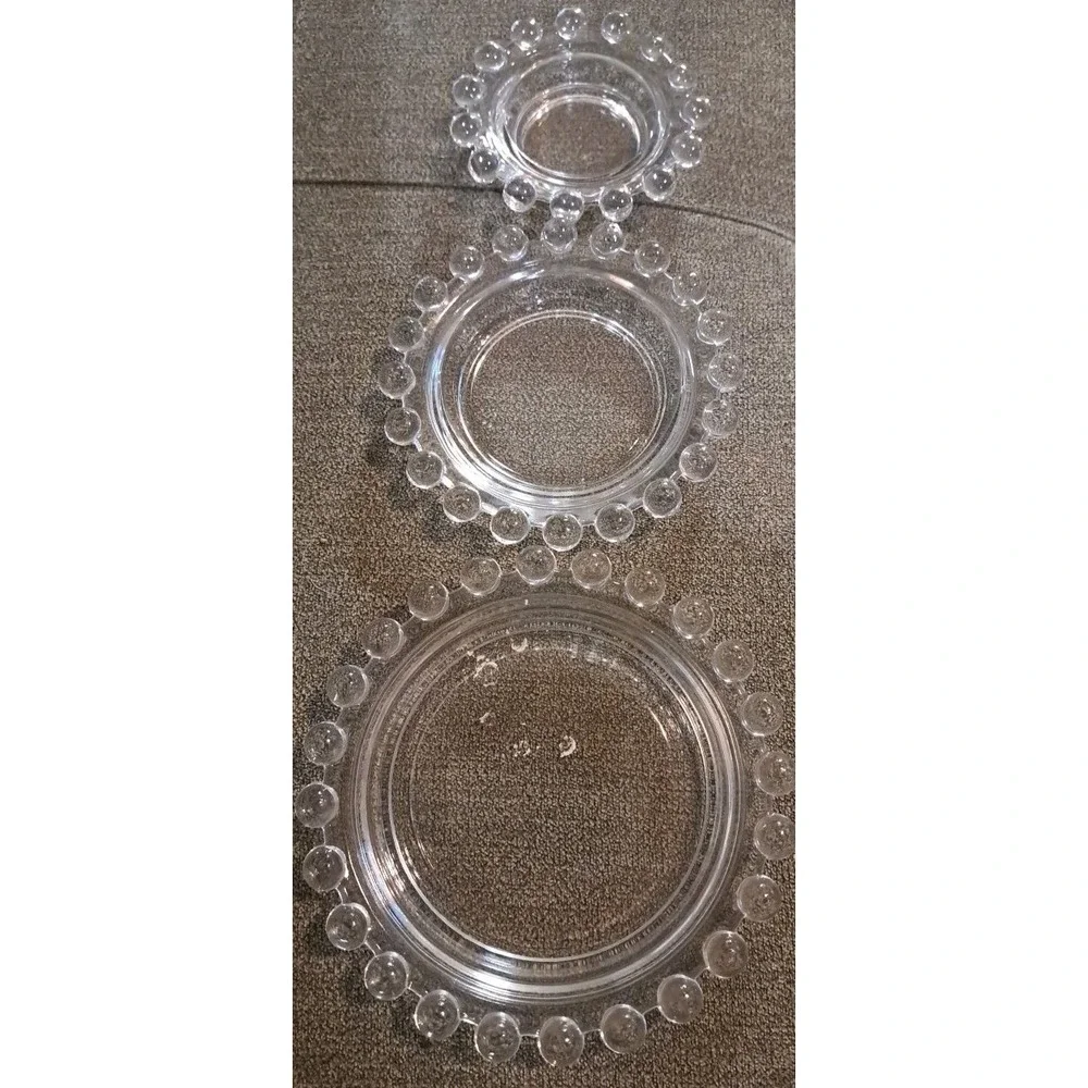 Vtg Candlewick Staggered Sized Saucers/Ashtrays Lot‎ Of 3 EUC